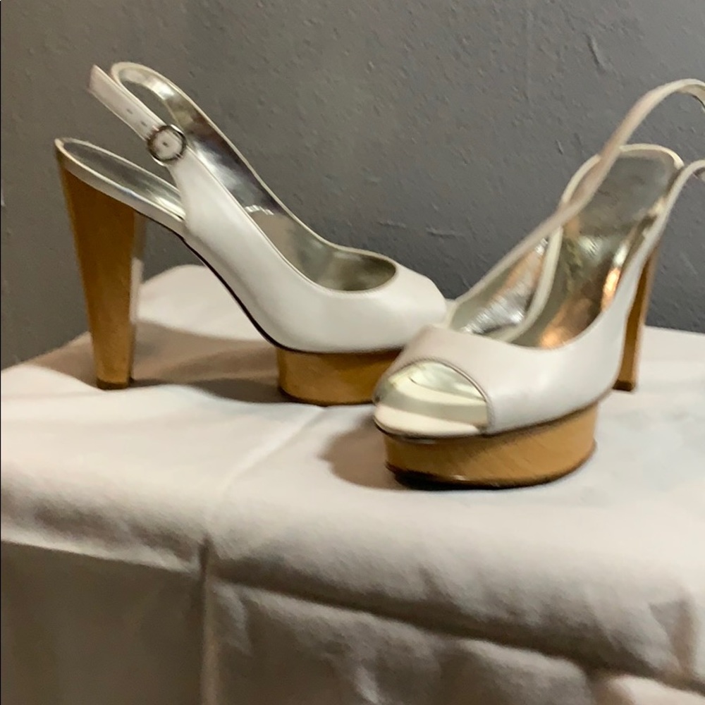 Jessica Simpson white slingback heels